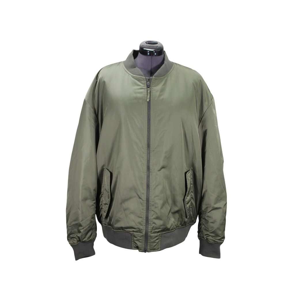 Gap Bomber Jacket Men's XL Green Satin Full Zip Relaxed Fit Casual‎ Outerwear